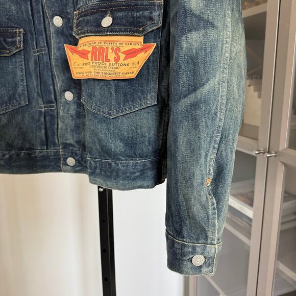 RRL Ralph Lauren Type II Japanese Denim Trucker Jacket M NEW Indigo Double RL - Picture 4 of 7